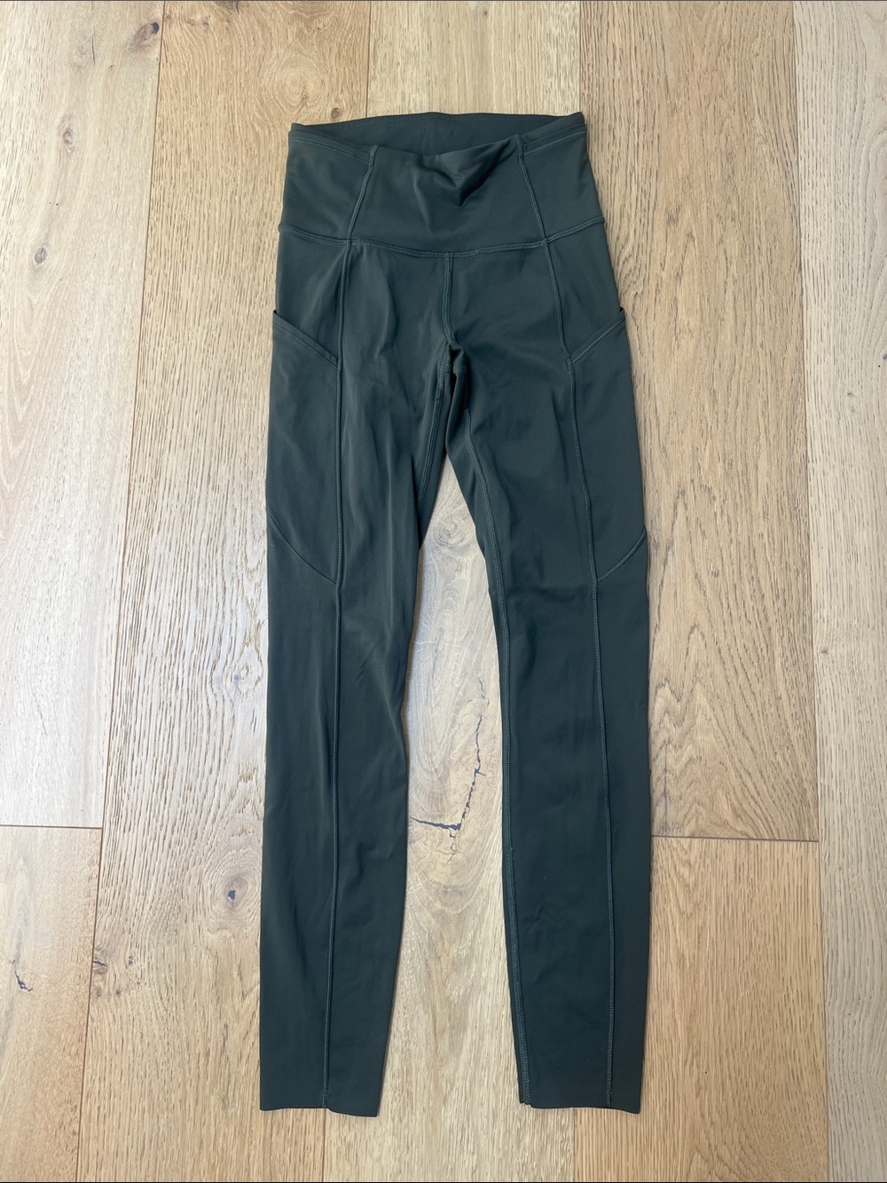 Olive green Lululemon leggings, size 2, 25 inch inseam, excellent!